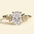 The Oriana - Elongated Cushion Cut Lab Grown Diamond Solitaire with Clustered Round Shoulder Stones Engagement Ring