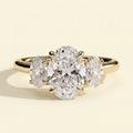 The Via - Oval Cut Lab Grown Diamond Three Stone Engagement Ring with Matching Oval Side Stones
