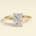 The Izar - Radiant Cut Lab Grown Diamond Four Claw Solitaire with Hidden Halo and Cathedral High Setting Engagement Ring