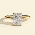 The Giada - Radiant Cut Lab Grown Diamond Claw Solitaire with Petal Gallery, Accent Leaf Detail and Cathedral Setting Engagement Ring