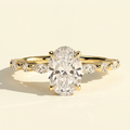 The Emira - Oval Cut Lab Grown Diamond Solitaire with Marquise and Round Accent Stones Ring