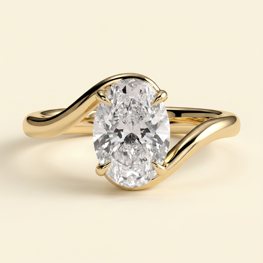 The Wren - Oval Cut Lab Grown Diamond Bypass Band Solitaire Engagement Ring