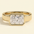 The Bellamy - Radiant Cut Lab Grown Diamond Bezel Set East West Solitaire Engagement Ring