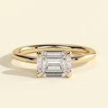 The Willa - Emerald Cut Lab Grown Diamond East West Solitaire with Hidden Halo Engagement Ring