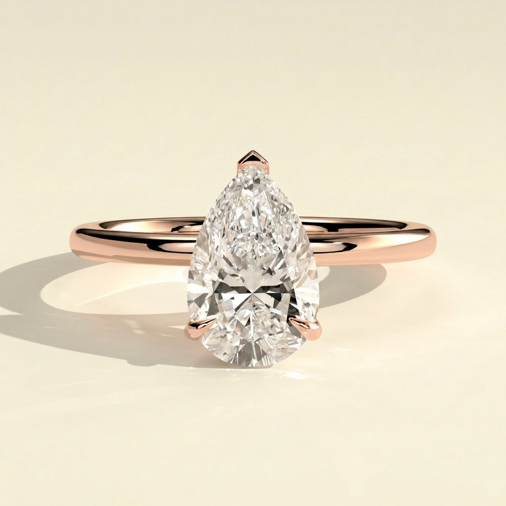 The Aria - Simple Pear Shaped Lab Grown Diamond Solitaire Engagement Ring