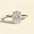 The Talia - Oval Cut Lab Diamond Solitaire with Hidden Halo and Cathedral Setting Ring