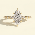 The Alina - Marquise Lab Diamond Solitaire with Marquise and Round Accent Stones Engagement Ring