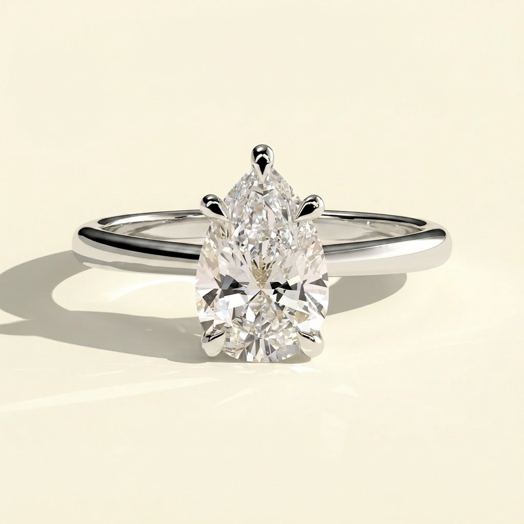 The Klea - Pear Cut Lab Grown Diamond Solitaire Engagement Ring in Gold