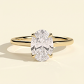 The Blanca - Oval Cut Lab Grown Diamond Solitaire Engagement Ring with Petal Gallery