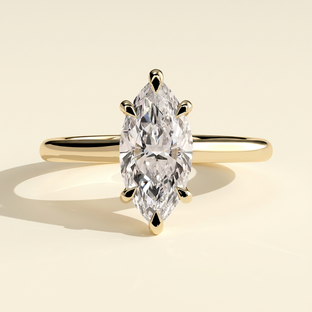 The Ilaria - Marquise Cut Lab Grown Diamond Six Claw Cathedral Solitaire Engagement Ring