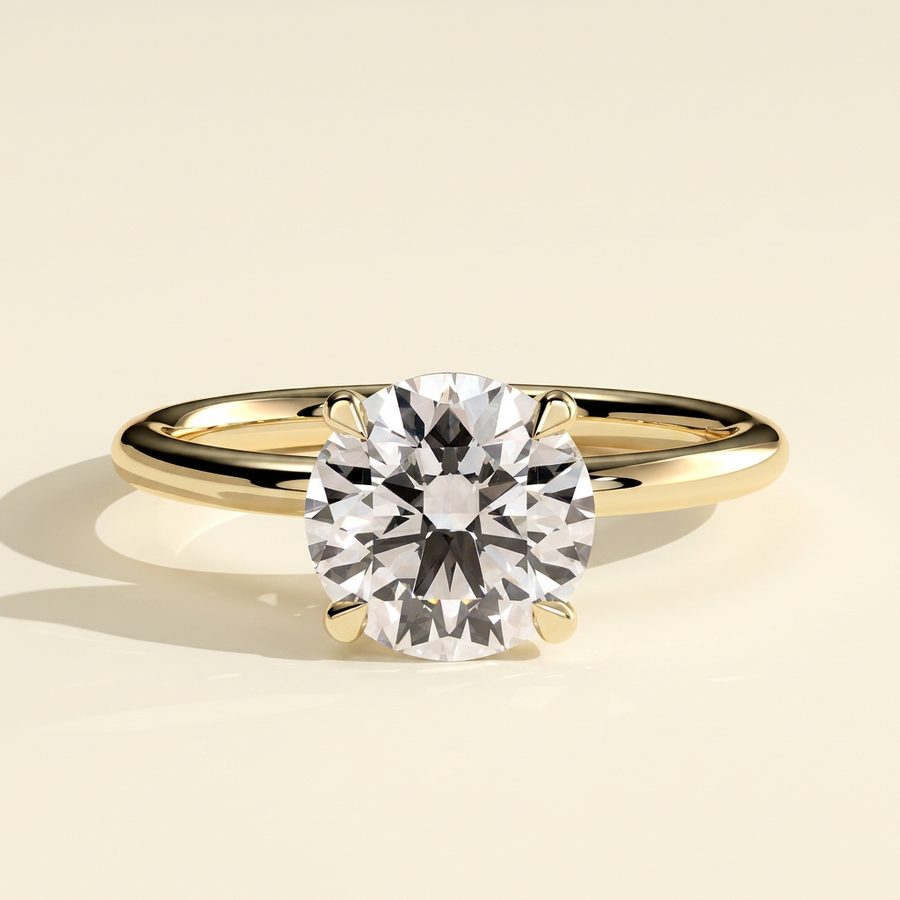 The Sela - Round Cut Lab Grown Diamond Four Claw Solitaire Engagement Ring - Yellow Gold