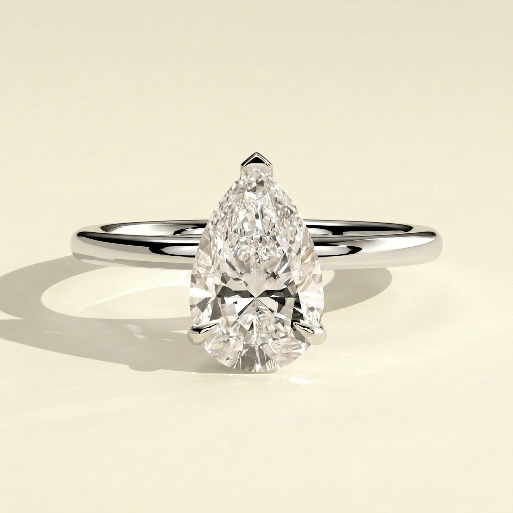 The Aria - Simple Pear Shaped Lab Grown Diamond Solitaire Engagement Ring