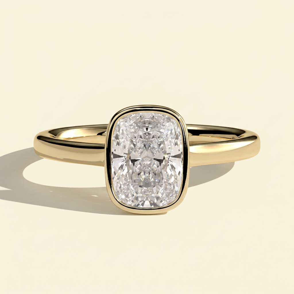 The Opale - Elongated Cushion Lab Grown Diamond Solitaire with Cathedral Setting Ring