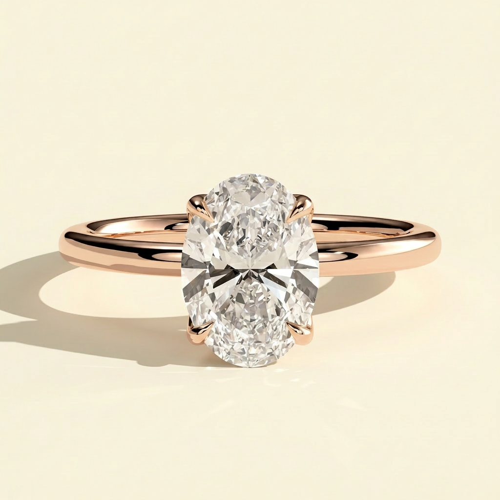 The Nyssa - Oval Lab Grown Diamond Ring with Petal Gallery and Leaf Detail
