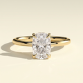 The Elaria - Elongated Cushion Lab Grown Diamond Solitaire with Hidden Halo