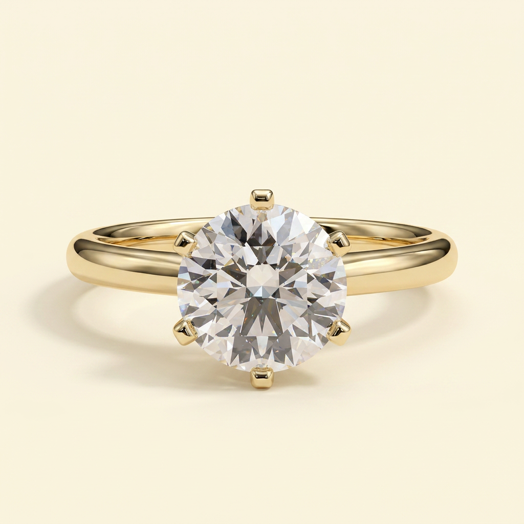 The Bellara - Round Cut Lab Grown Diamond Six Claw Cathedral Solitaire Engagement Ring