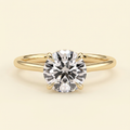 The Cara - Round Cut Lab Grown Diamond Hidden Halo Solitaire with Cathedral Setting Engagement Ring