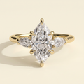 The Una - Marquise Lab Grown Diamond with Pear Side Stones and Cathedral Setting Ring