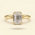 The Coralie - Emerald Cut Lab Grown Diamond Low Set Solitaire with Bezel Frame Engagement Ring