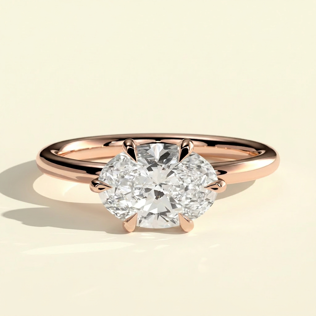 The Aurel - East-West Oval Lab Grown Diamond Claw Solitaire Engagement Ring