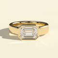 The Jules - East West Emerald Cut Lab Grown Diamond Bezel Engagement Ring