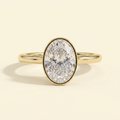 The Darina - Oval Cut Lab Grown Diamond Deep Bezel Solitaire with Hidden Halo Engagement Ring