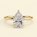 The Honora - Pear Cut Lab Grown Diamond Three Claw Cathedral Solitaire with Hidden Halo Engagement Ring