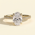 The Finelle - Oval Cut Lab Grown Diamond Solitaire with Wrap Around Hidden Halo Ring