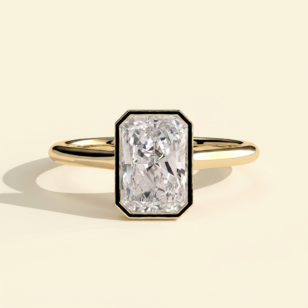 The Ravelle - Radiant Cut Lab Grown Diamond Bezel Solitaire Engagement Ring