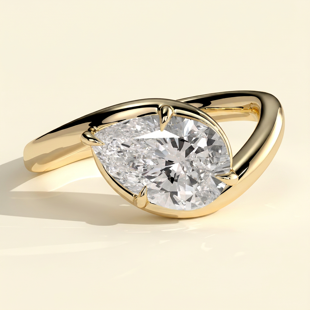 The Clara - Pear Cut Lab Grown Diamond East West Bypass Band Engagement Ring