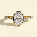 The Oona - Oval Cut Lab Diamond Solitaire with Marquise and Round Accent Stones Engagement Ring