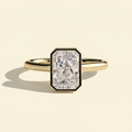 The Opaline - Radiant Cut Lab Grown Diamond Solitaire with Hidden Halo and Cathedral Setting Ring