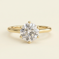 The Rosea - Round Cut Lab Grown Diamond Six Claw Solitaire with Woven Trellis Gallery and Lattice Detail Engagement Ring