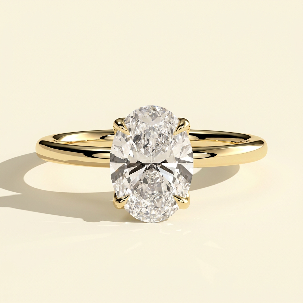 The Nyssa - Oval Lab Grown Diamond Ring with Petal Gallery and Leaf Detail