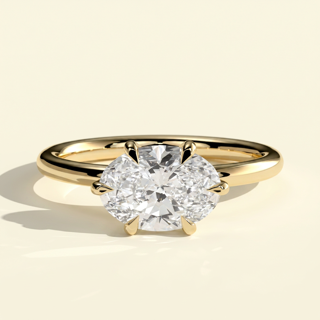 The Aurel - East-West Oval Lab Grown Diamond Claw Solitaire Engagement Ring