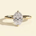 The Joelle - Oval Cut Lab Grown Diamond Compass Set Claw Solitaire with Hidden Halo Engagement Ring