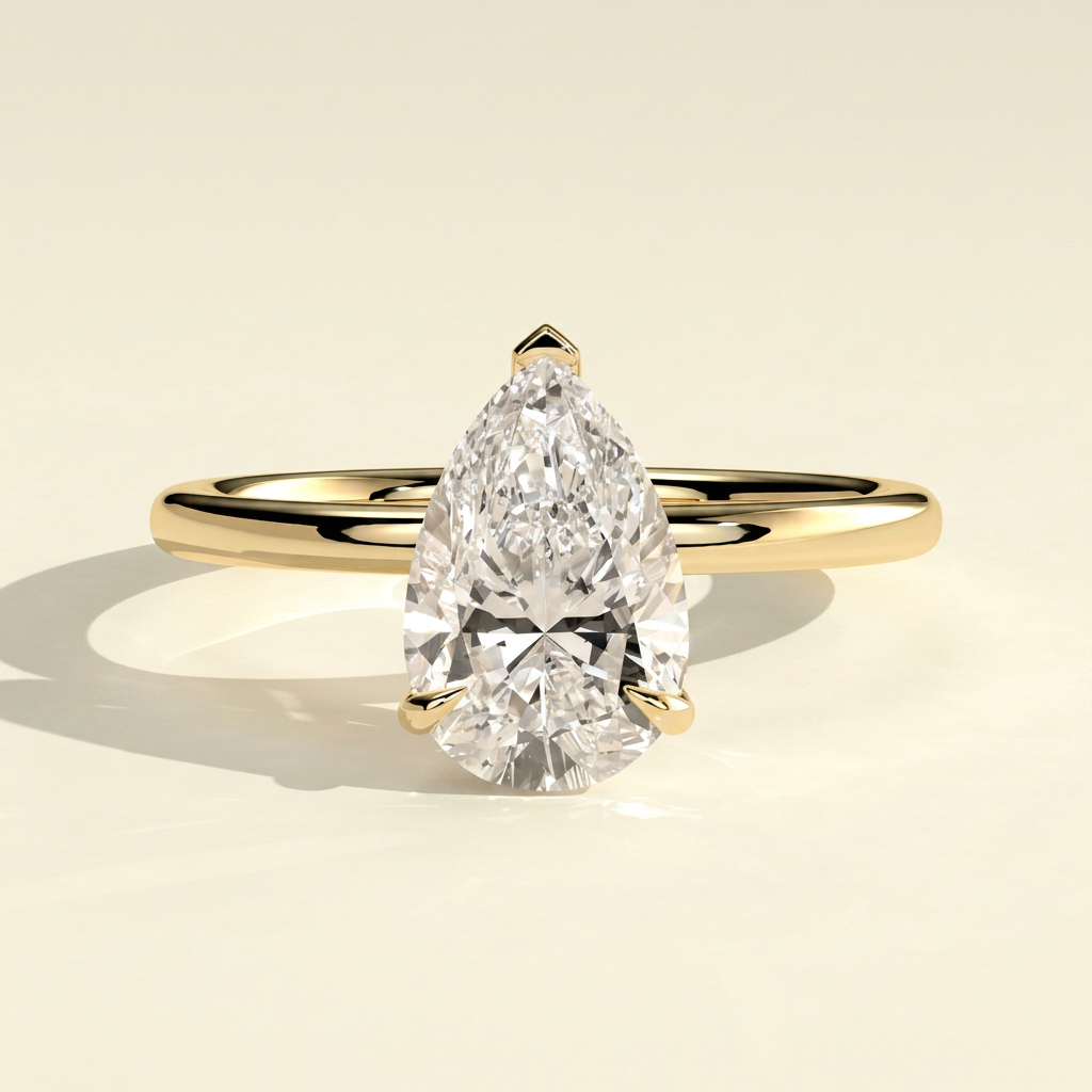 The Aria - Simple Pear Shaped Lab Grown Diamond Solitaire Engagement Ring