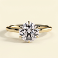 The Isla - Round Cut Lab Grown Diamond Six Claw Low Set Solitaire with Crown Gallery Engagement Ring