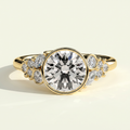 The Svea - Bezel Set Round Lab Grown Diamond Ring with Clustered Accents