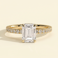 The Priel - Emerald Cut Lab Grown Diamond Solitaire with Wrap Around Hidden Halo Engagement Ring