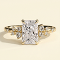 The Jorelle - Radiant Cut Lab Grown Diamond Solitaire with Clustered Round Shoulder Stones Engagement Ring