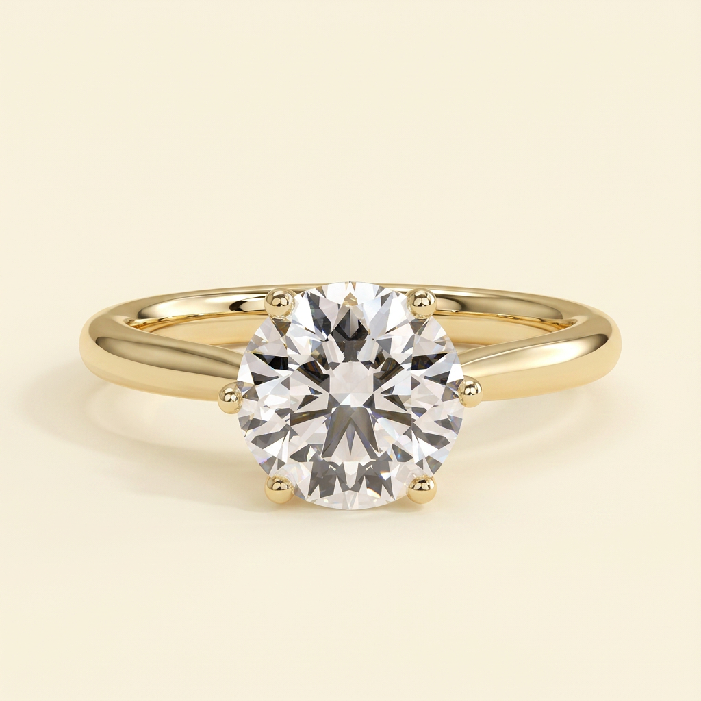 The Verina - Round Cut Lab Diamond Solitaire with Open Trellis Gallery and Cathedral Setting Ring