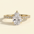 The Vita - Pear Cut Lab Grown Diamond Hidden Halo Engagement Ring with Pave Band