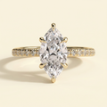 The Farelle - Marquise Cut Lab Grown Diamond Hidden Halo Solitaire with Pave Band Engagement Ring