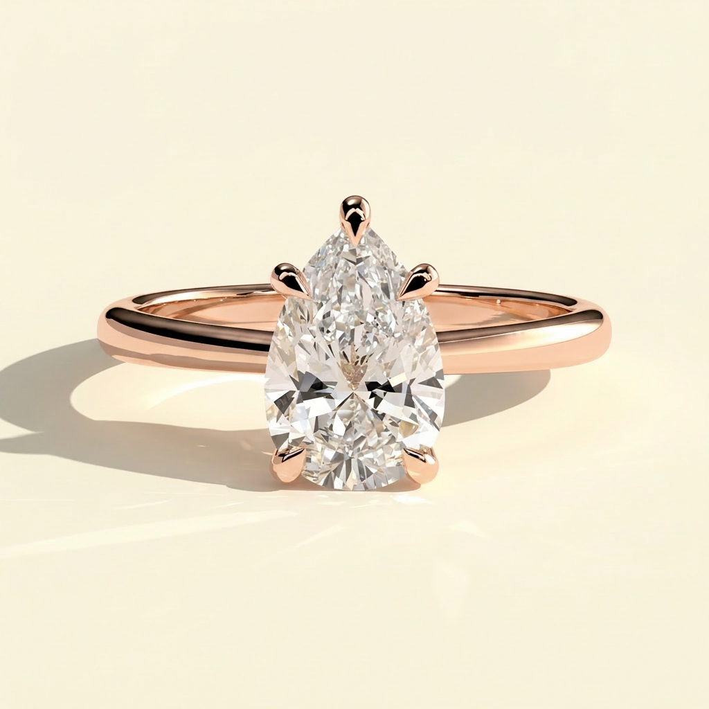 The Klea - Pear Cut Lab Grown Diamond Solitaire Engagement Ring in Gold