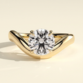 The Luna - East West Round Lab Grown Diamond Solitaire with Wave Band Engagement Ring