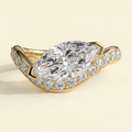 The Inara - Marquise Cut Lab Grown Diamond East West V Tipped Claw with Pave Wave Band Engagement Ring