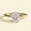 The Cerine - Elongated Cushion Cut Lab Grown Diamond Solitaire with Petal Gallery and Tiara Detail Engagement Ring
