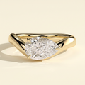 The Celina - Pear Cut Lab Grown Diamond East West Solitaire with Wave Band Engagement Ring