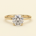 The Marea - Round Cut Lab Grown Diamond Petal Gallery Solitaire with Leaf Detail Engagement Ring